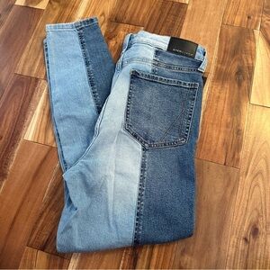 NWT Kendall + Kylie Ultra Babe Skinny Jeans size 11/30 Two‑Tone Patchwork